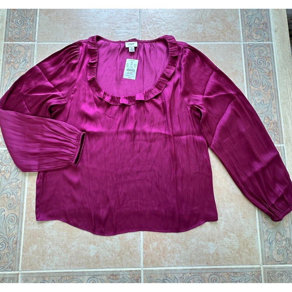 J.Crew Ruffle‎ Neck top  Raspberry color size S